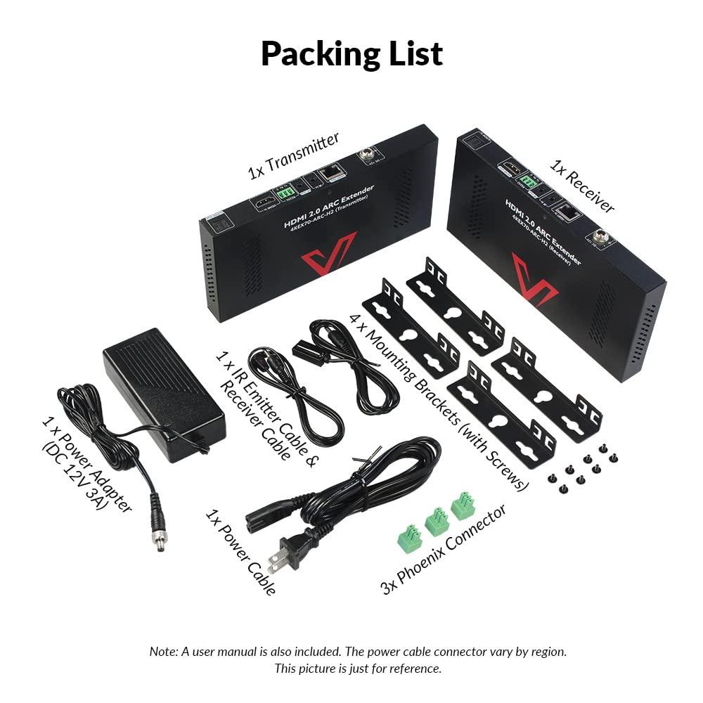 AV Access HDBaseT 4K HDMI Extender Over Cat5e/6/6a/7 4K@60Hz 130ft, 1080P@60Hz 230ft, HDR10+, HDMI 2.0 YUV4:4:4, UltraHD, HDCP 2.2, 18Gbps, Plug & Play, IR Return & PoE, Smart EDID(4KEX70-H2)
