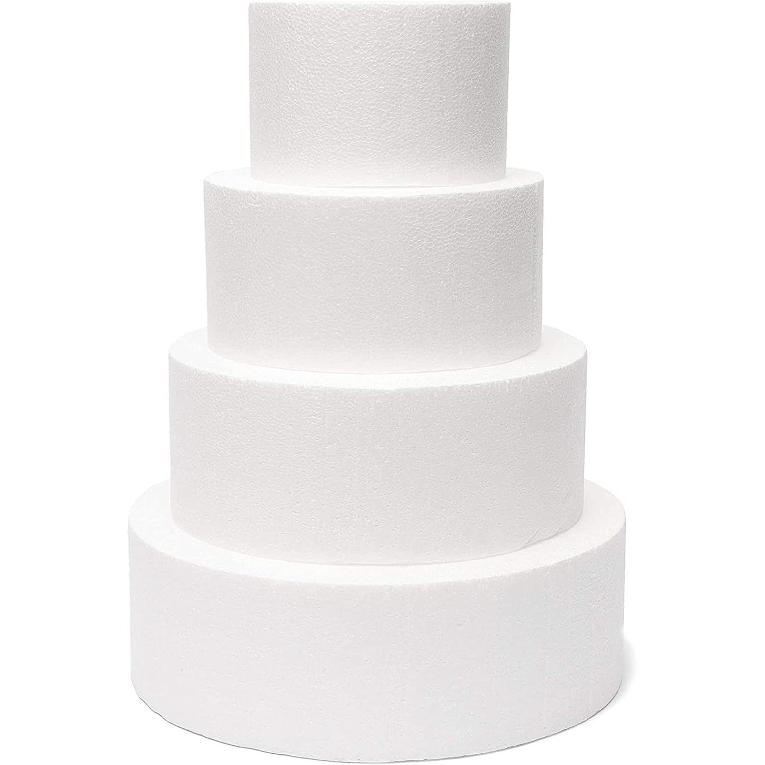 8 Inch Round Cake Dummy, Foam Cake Form (White, 8x4 Inches)