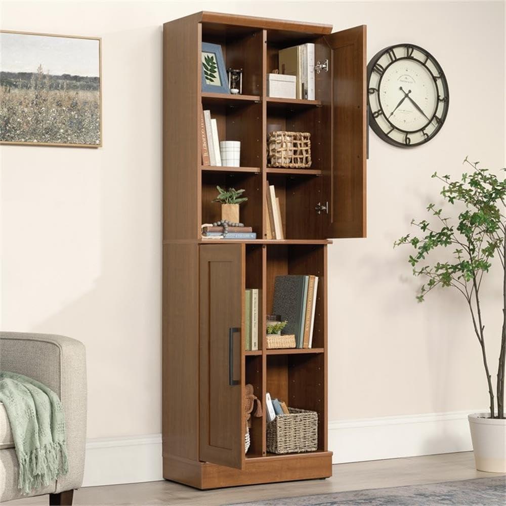 Sienna Oak Adjustable Shelving Tall Storage Cabinet