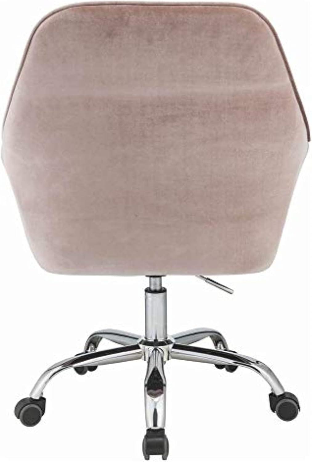 Dusky Rose Velvet Swivel Task Chair with Chrome Metal Base