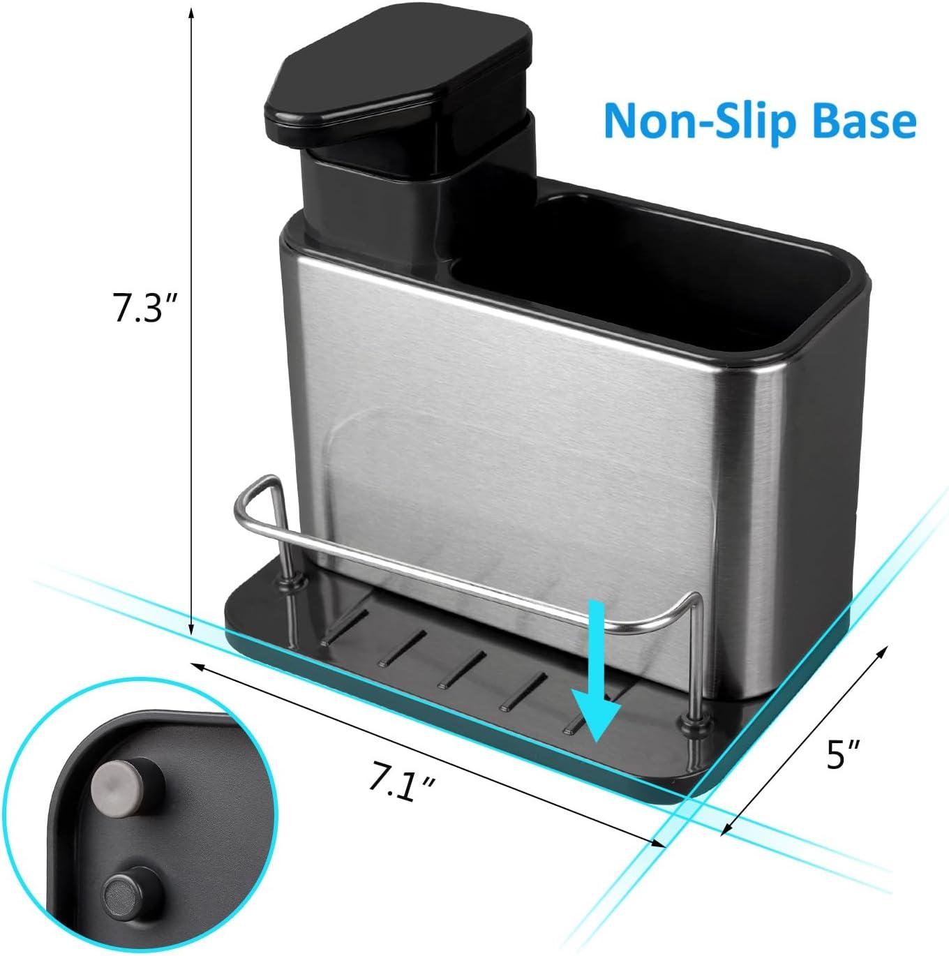 Stainless Steel 3-in-1 Kitchen Sink Soap Dispenser Caddy