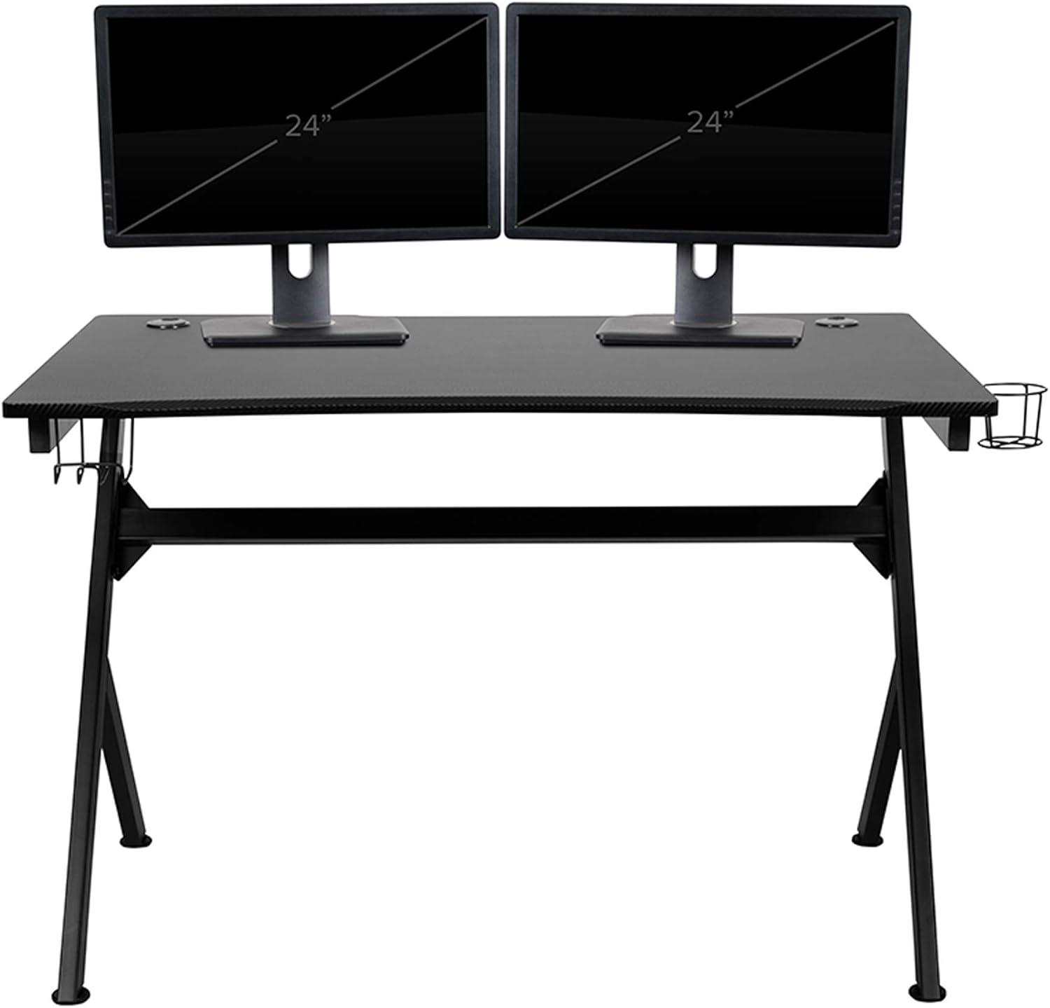 Flash Furniture Gaming Desk 45.25" x 29" Computer Table Gamer Workstation with Headphone Holder and 2 Cable Management Holes