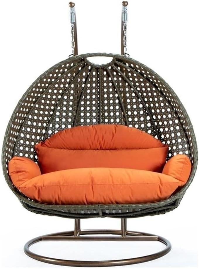 HomeStock Rustic Romance Wicker Hanging 2 person Egg Swing Chair,Orange