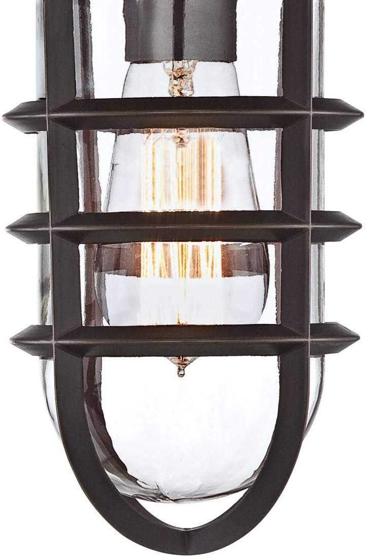 John Timberland Marlowe Industrial Outdoor Wall Light Fixture Galvanized Metal Cage 13 1/4" Clear Glass for Post Exterior Barn Deck House Porch Yard