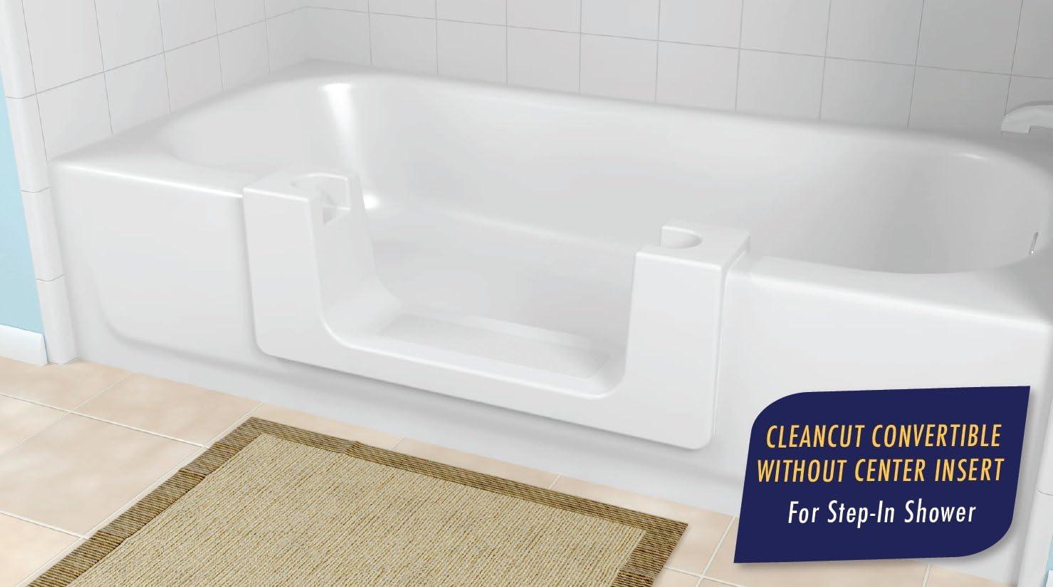 Large White Convertible Walk-In Bathtub Accessibility Kit