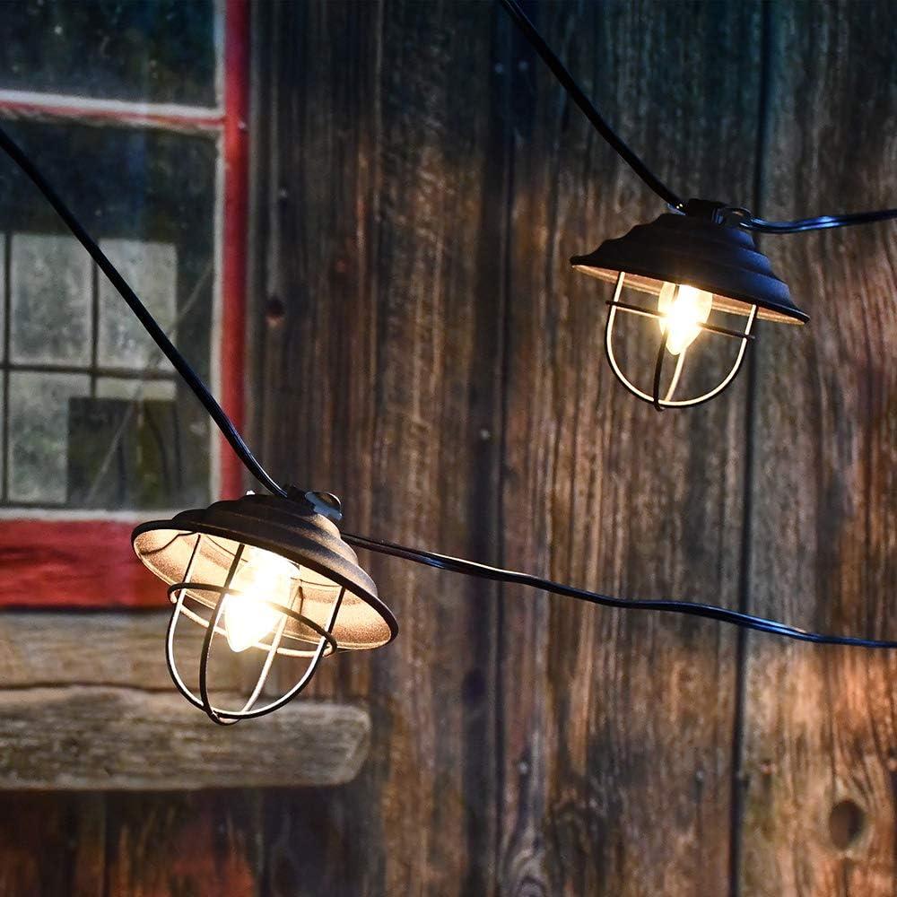 10 Lights Metal Up Lid Electric Café String Lights Bronze: Outdoor Party Incandescent UL Listed, Connects End to End