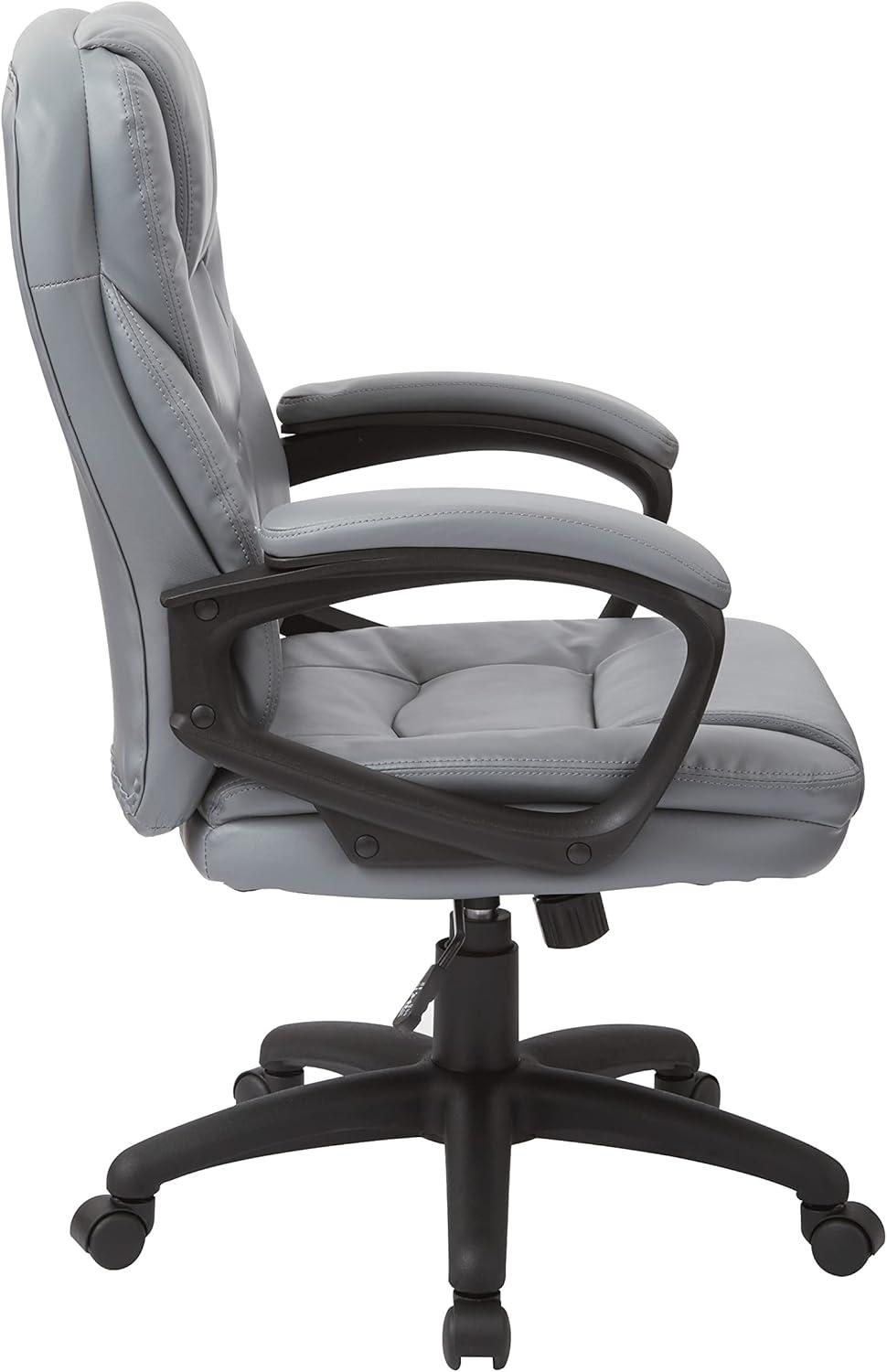 Charcoal Gray Faux Leather Executive Swivel Chair