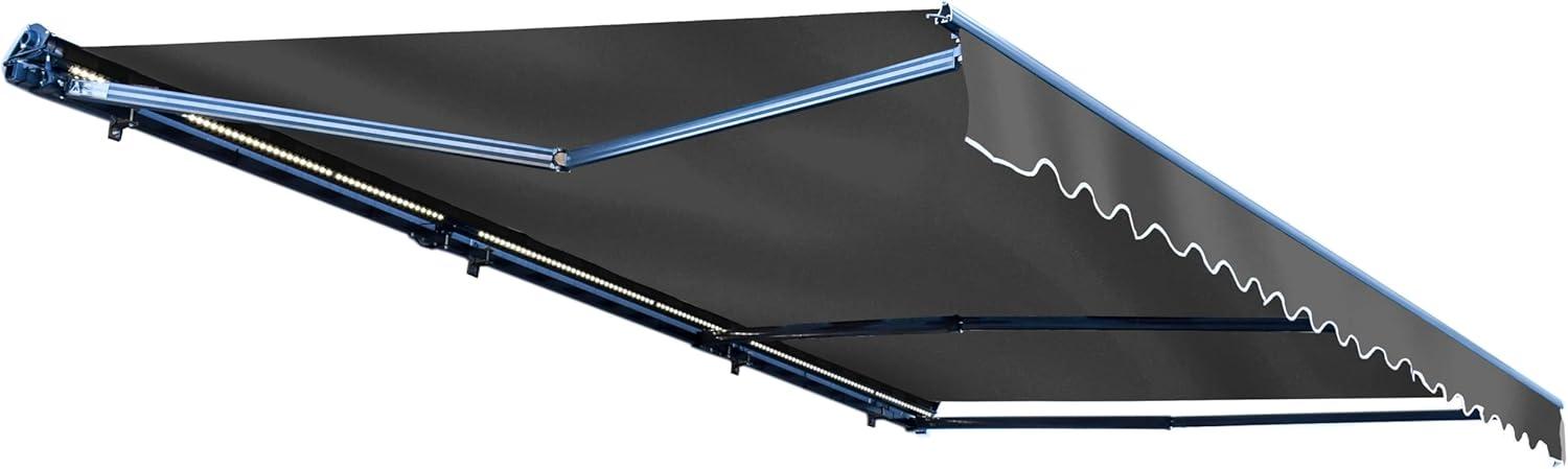 Semi-Cassette Patio Awning with LED Lights - Moroccan Collection
