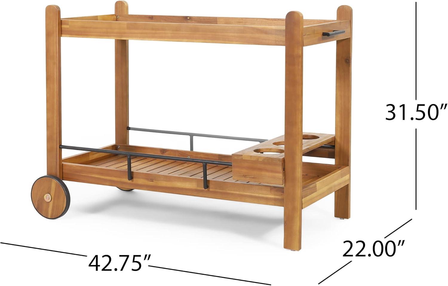 Christopher Knight Home Bavier Outdoor  Acacia Wood 2 Tiered Bar Cart with Bottle Holders by