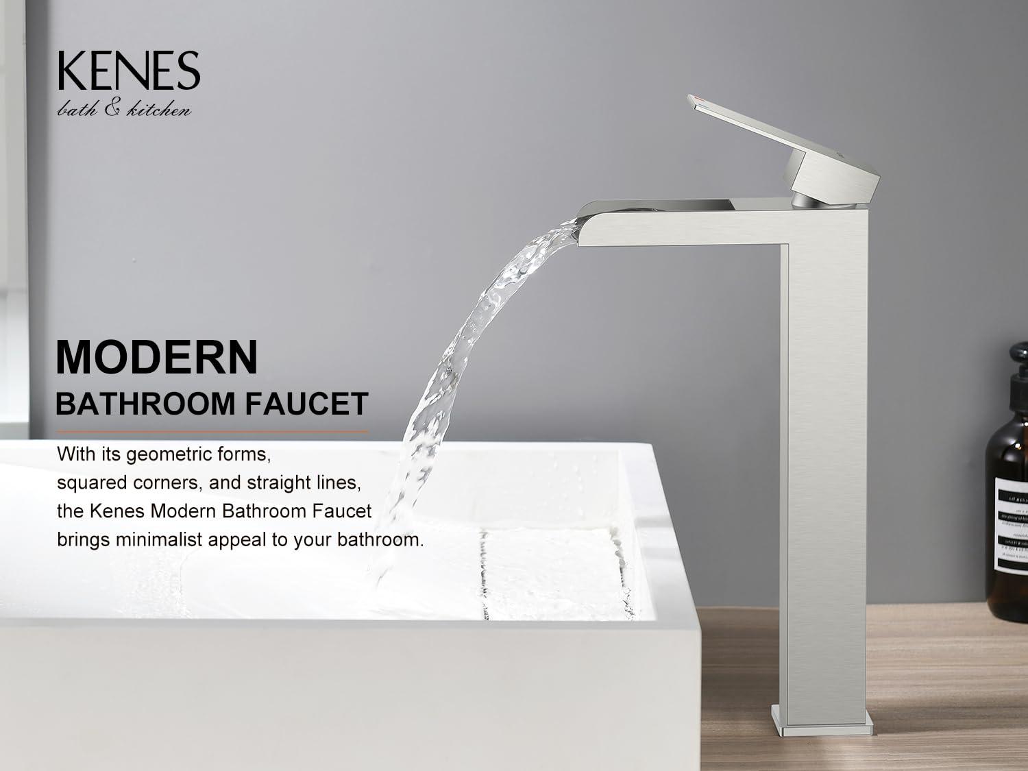 Matte Black Stainless Steel Tall Waterfall Bathroom Faucet