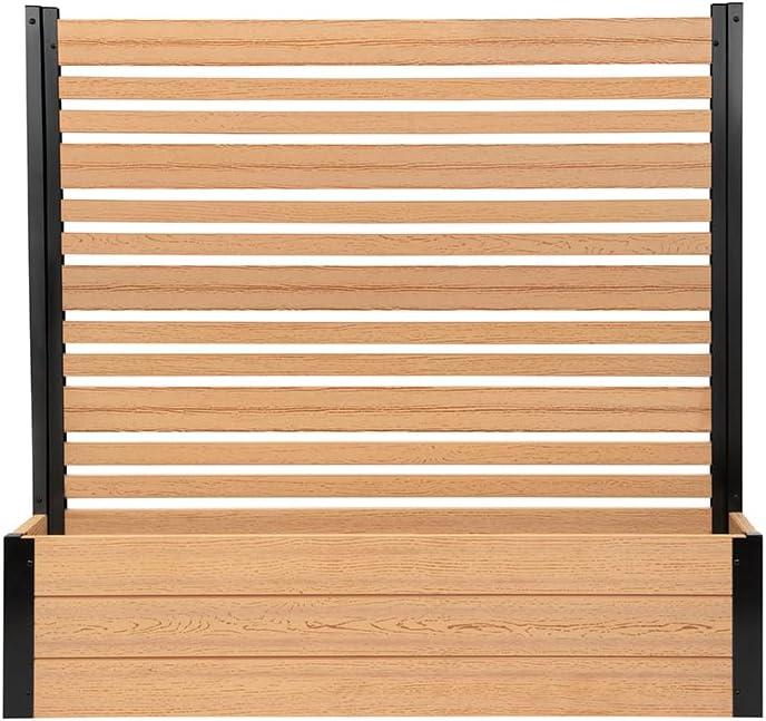 Cedar Freestanding Vinyl Privacy Screen with Planter Box