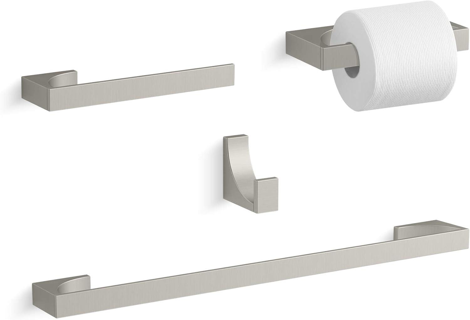 Minimalist Brushed Nickel Zinc Toilet Paper Holder