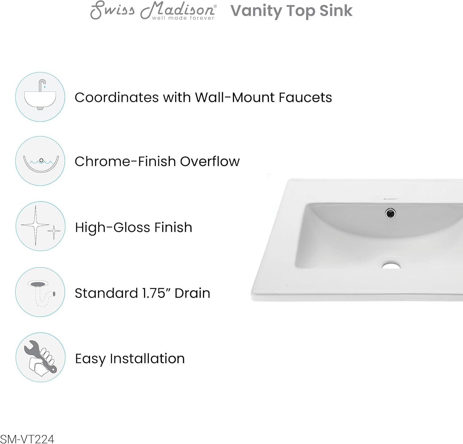 24" Vanity Top Without Faucet Hole