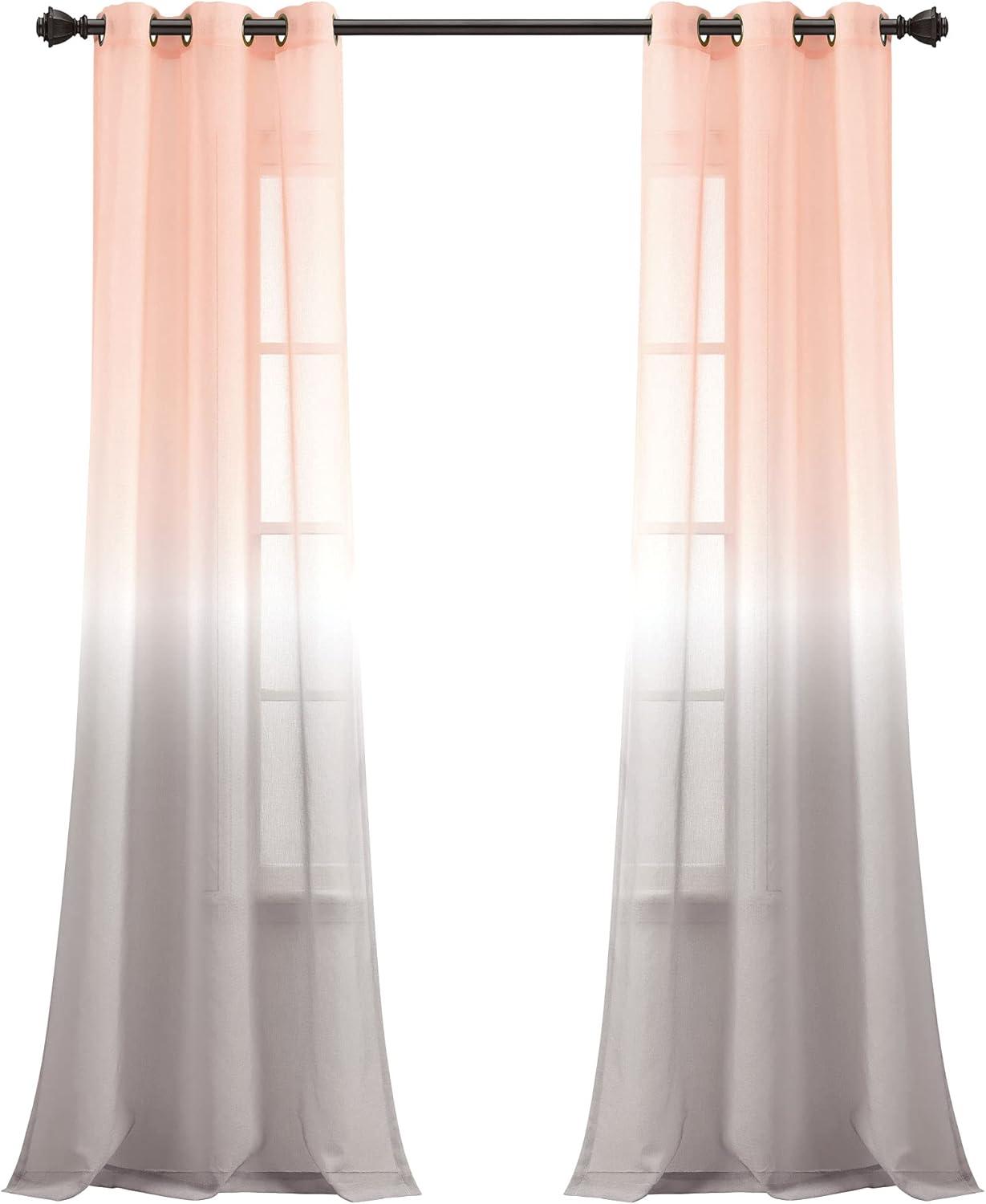 Lush Decor Umbre Fiesta Sheer Window Curtain Panel Pair, 84" Long x 38" Wide, Blush & Gray