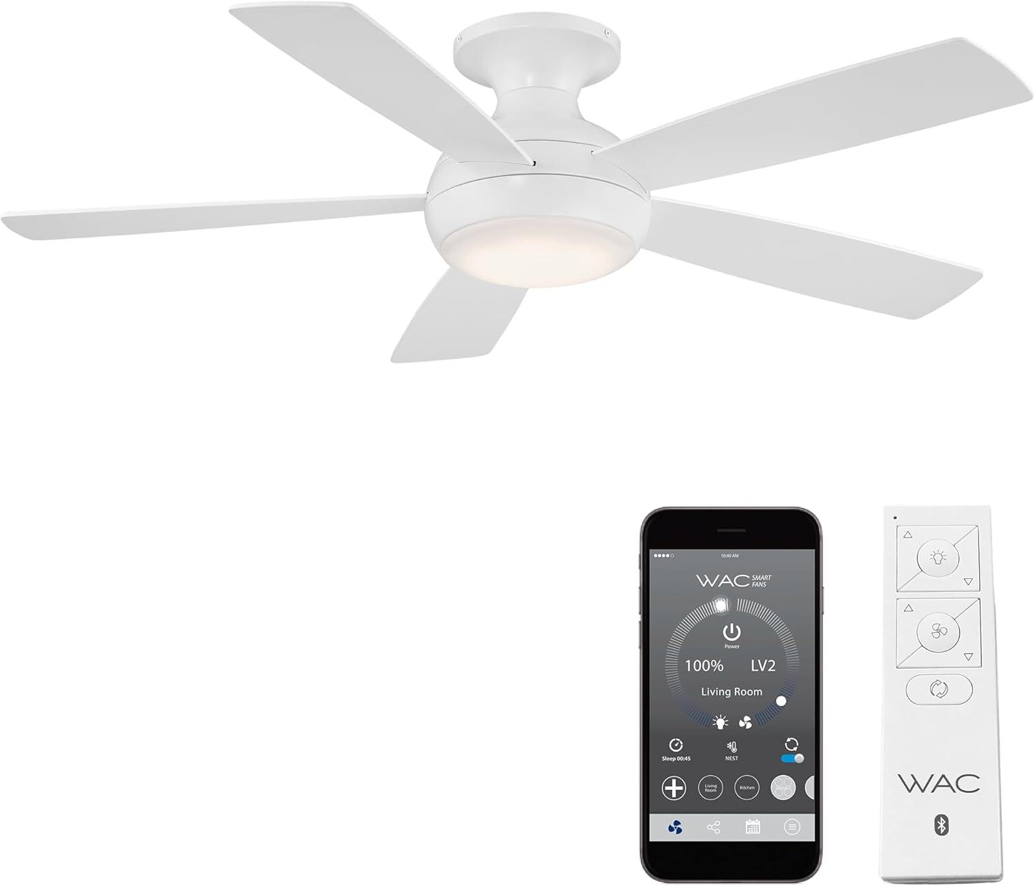 Odyssey 5- Blade Smart Flush Mount Ceiling Fan with Remote Control and LED Light Kit Included