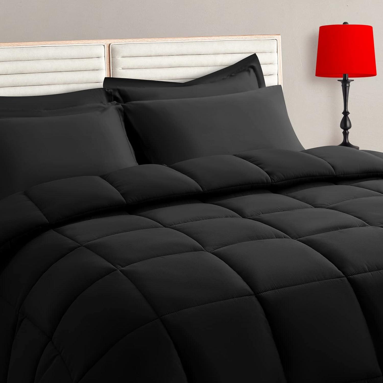 Black Queen Size Reversible Bed in a Bag Set