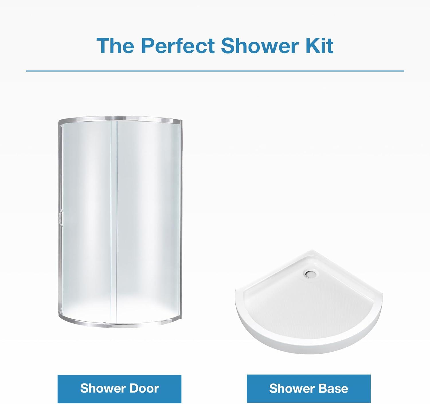 Ove Decors OVE Decors Breeze Premium 33 in. Round Shower Kit w/ Frosted, Base in Chrome Finish BREEZE 32 FROSTED GLASS KIT