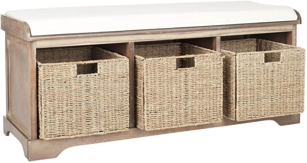 Lonan Wicker Storage Bench - Washed Natural Pine - Safavieh
