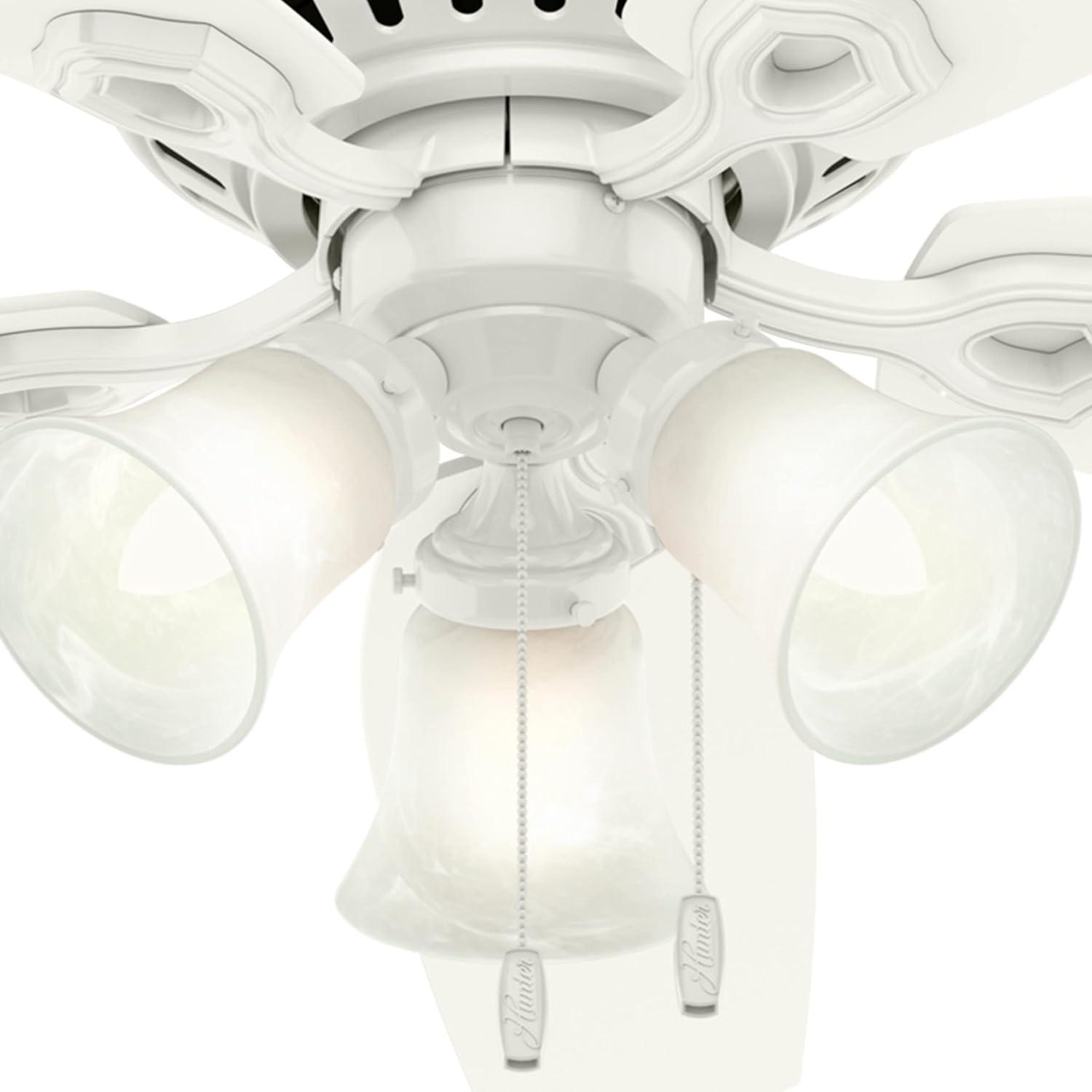 Builder Low Profile 52" 5 - Blade Flush Mount Ceiling Fan with Lights and Pull Chains