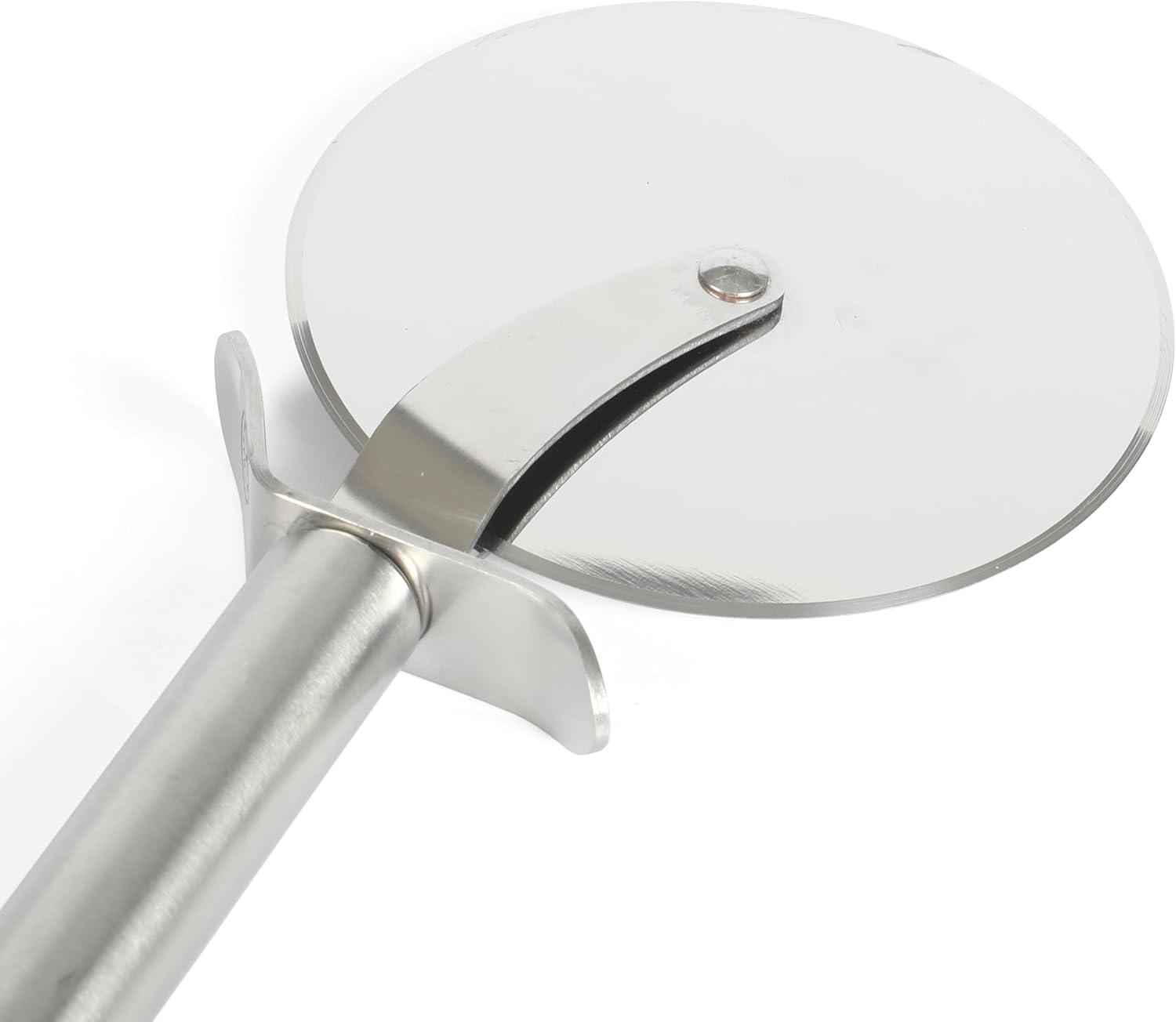 4" Silver Stainless Steel Pizza Cutter with Ergonomic Handle