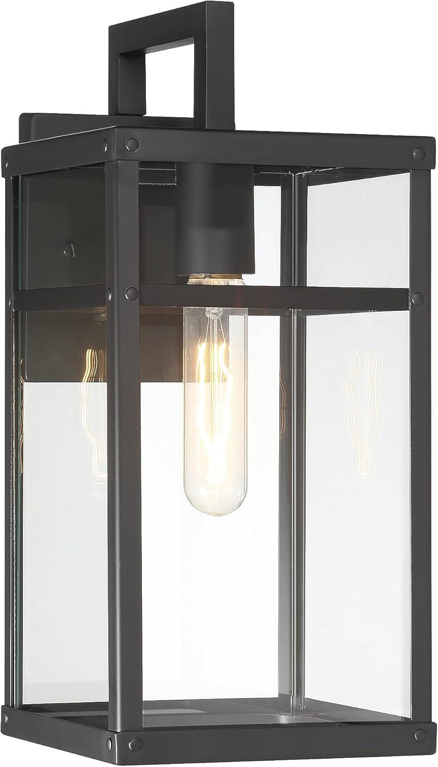 Robert Stevenson Lighting Blake Modern Metal and Clear Glass Paneled Wall Mounted Outdoor Light Black: ETL Listed, 1-Light Sconce, No Switch