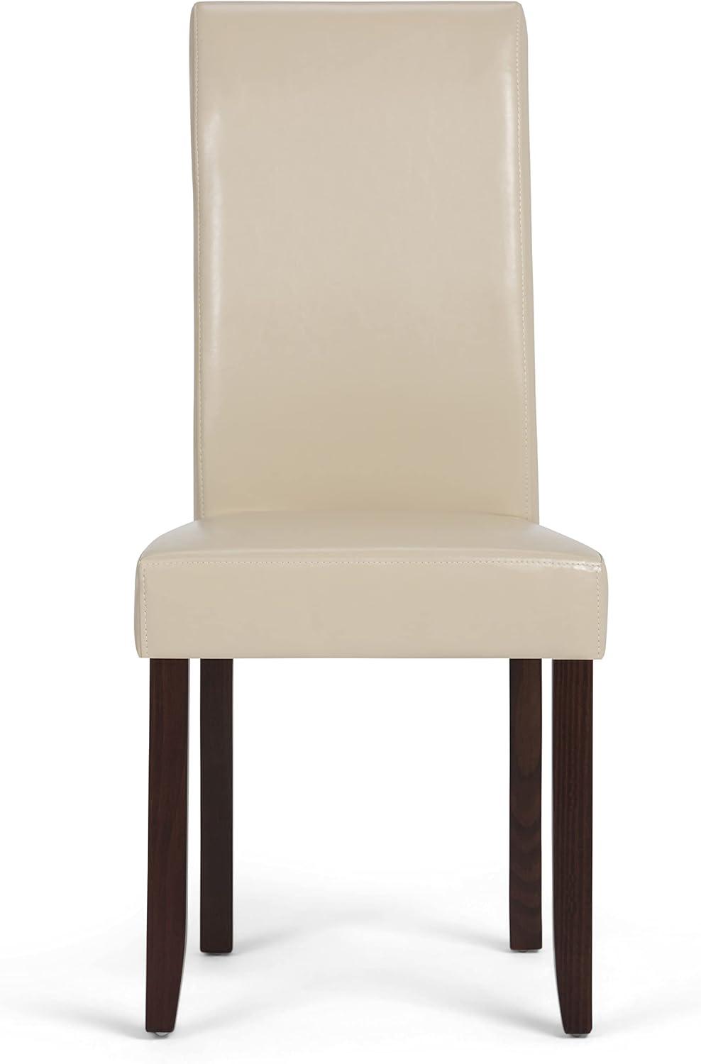 Simpli Home Acadian Transitional Parson Dining Chair (Set of 2) in Satin Cream Faux Leather