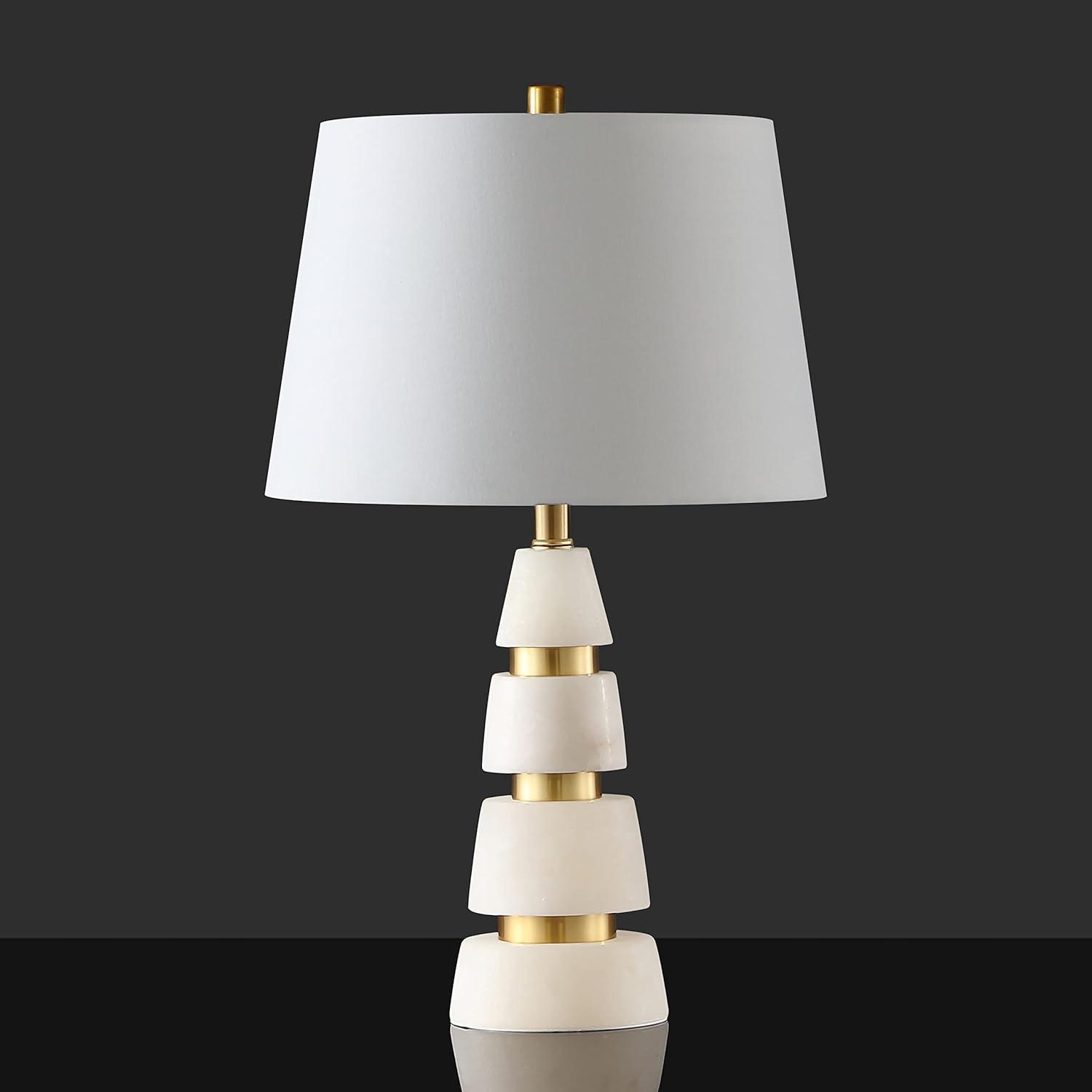 White and Gold Alabaster 25-inch Table Lamp