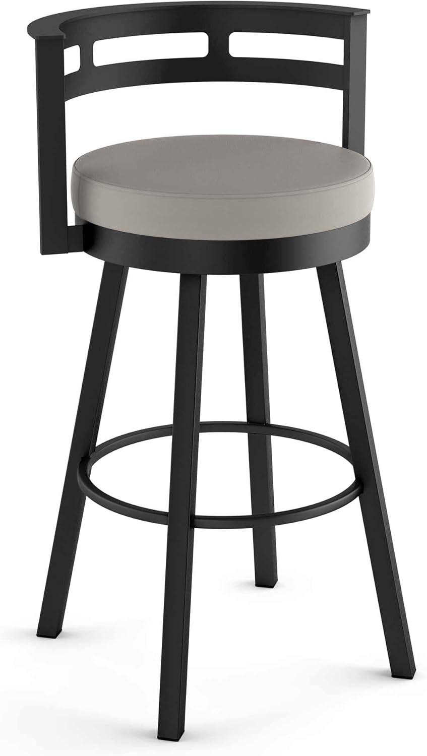 Amisco Render Upholstered Counter Height Barstool Taupe/Black: Faux Leather, Steel Frame, 26" Seat