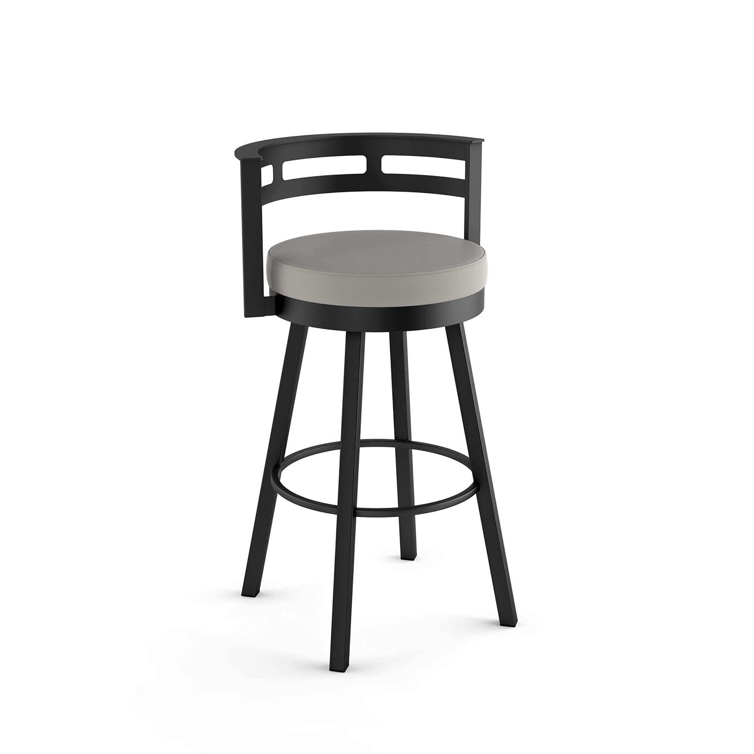 Amisco Render Upholstered Counter Height Barstool Taupe/Black: Faux Leather, Steel Frame, 26" Seat