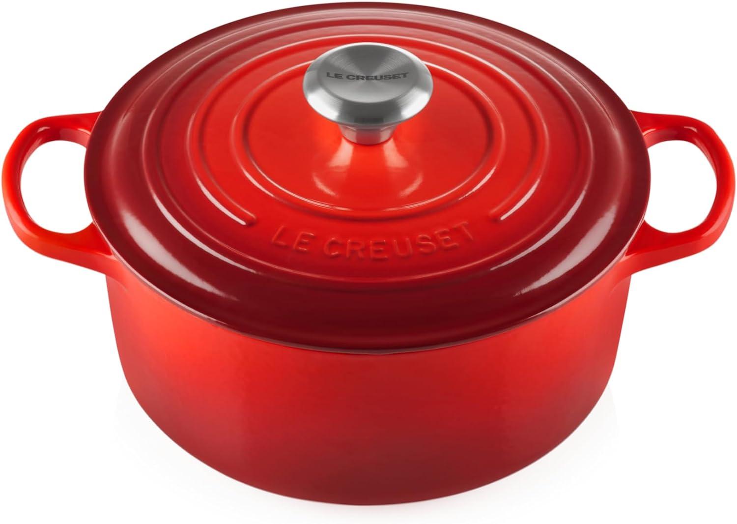 Cerise Red Enameled Cast Iron Round Dutch Oven, 4.5 qt