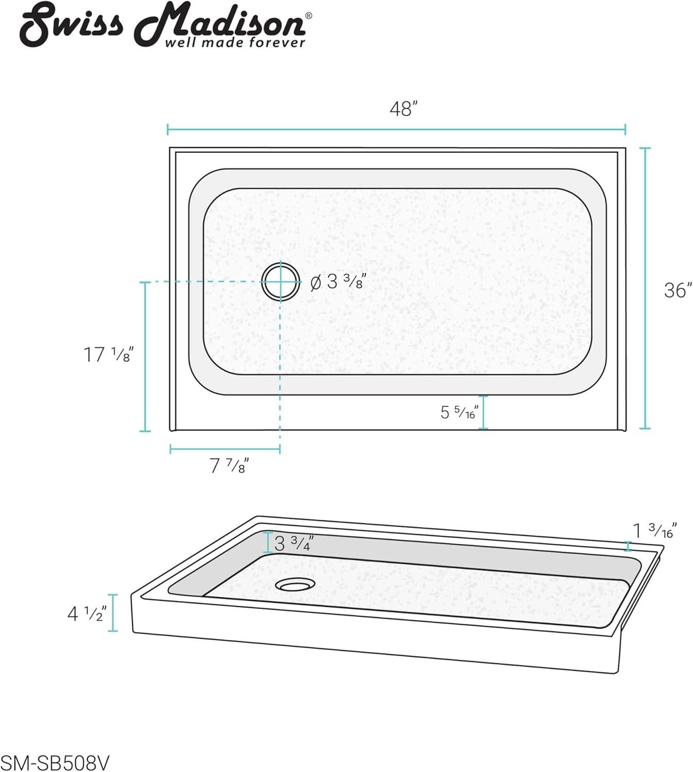 Voltaire 36" x 36" Single-Threshold, Center Drain, Shower Base