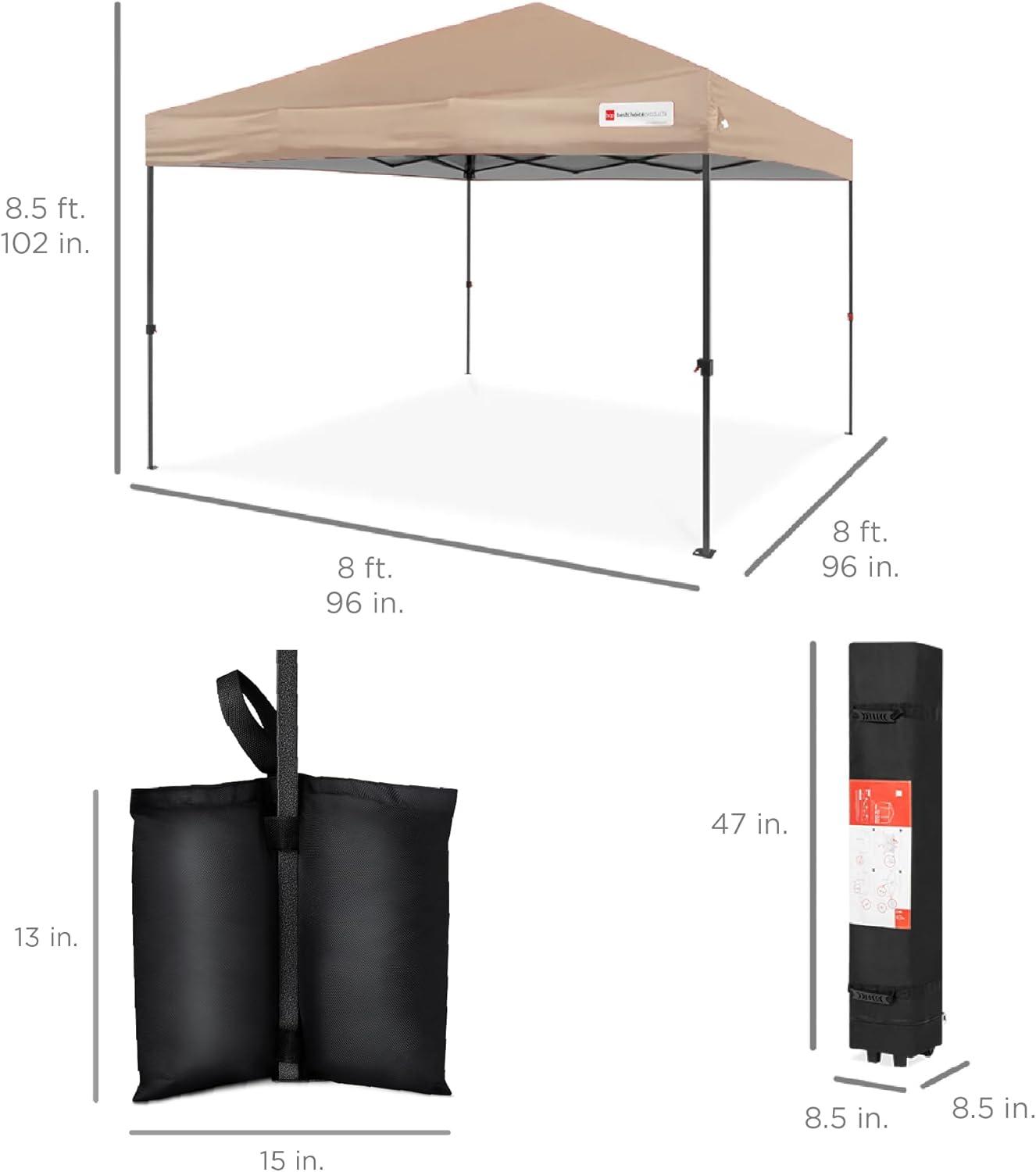 Best Choice Products Best Choice Products Easy Setup Pop Up Canopy W/ 1-Button Setup, Wheeled Case, 4 Weight Bags