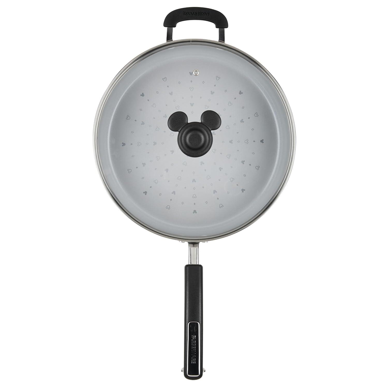 Farberware Farberware Disney Monochrome Ceramic Nonstick Sauté Pan with Lid, 4.5 Quart, Black