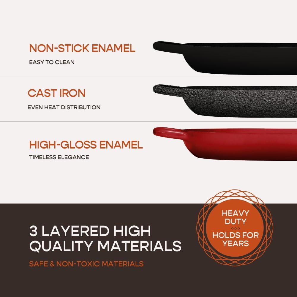 Cherry Blaze Enameled Cast Iron 5.5 Quart Dutch Oven with Lid