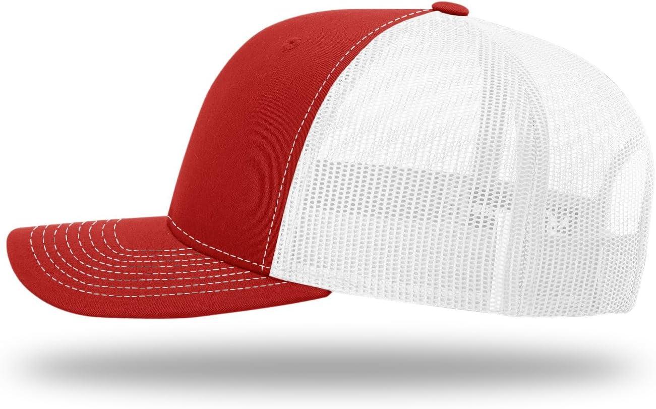 Richardson - Adjustable Snapback Trucker Cap - 112 - Red/ White - Size: OSFM