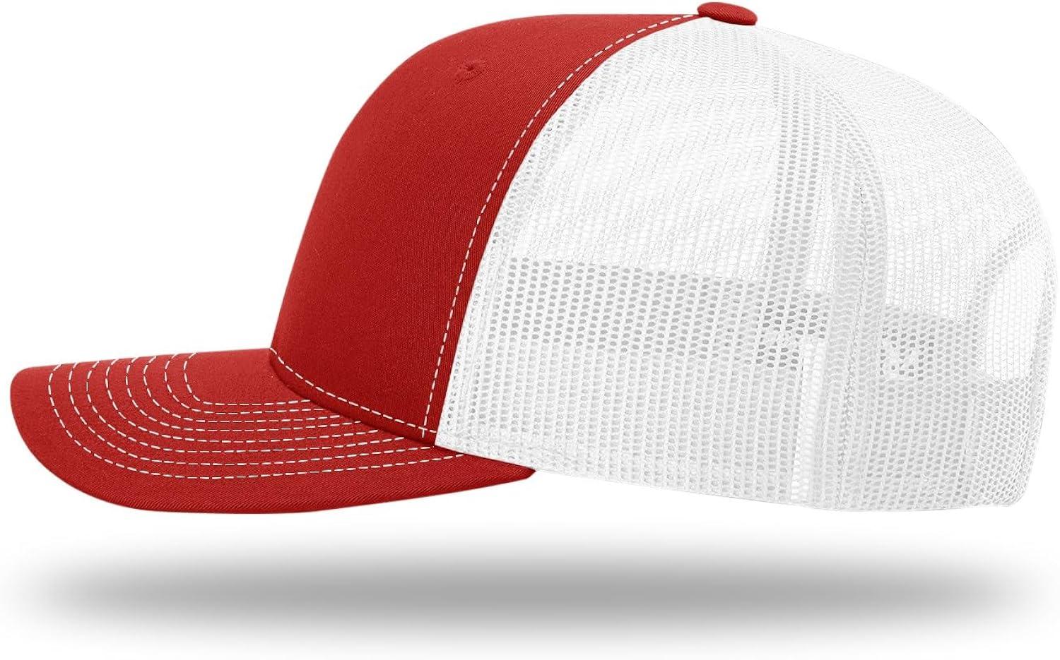 Richardson - Adjustable Snapback Trucker Cap - 112 - Red/ White - Size: OSFM