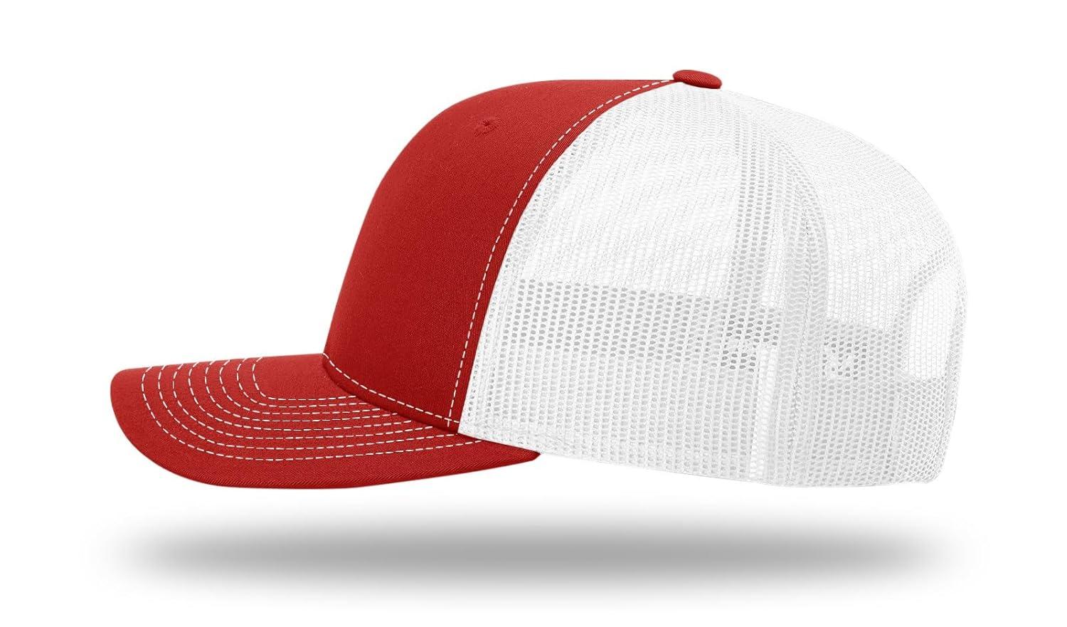 Richardson - Adjustable Snapback Trucker Cap - 112 - Red/ White - Size: OSFM