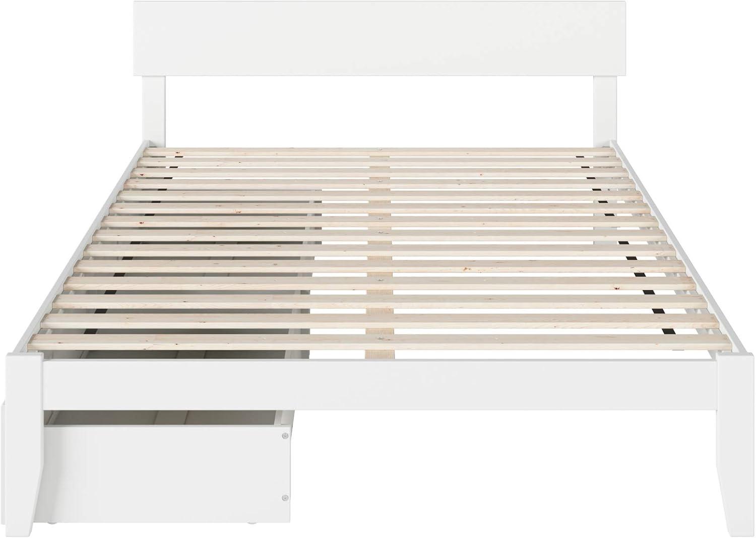 Boston Queen Bed with 2 Extra Long Drawers in White