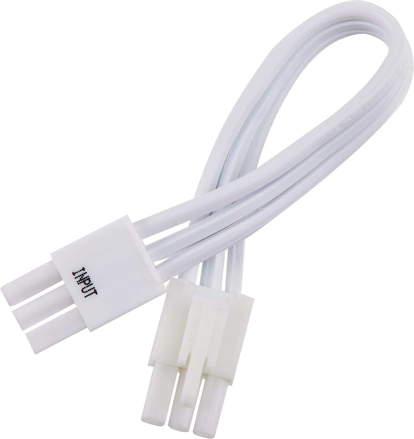 6-Inch White Under Cabinet Linkable Cable with Mounting Clips