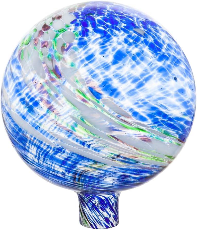 Blue and Green Glow in the Dark Glass Gazing Ball, 10"