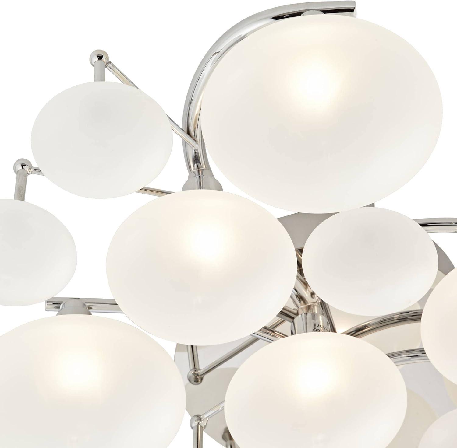 Possini Euro Design Lilypad Modern Ceiling Light Semi Flush Mount Fixture 30" Wide Chrome 12-Light Frosted Opal Glass for Bedroom Kitchen Living Room