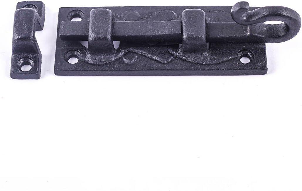 Renovator's Supply Offset Slide Bolt Latch 4" Wrought Iron Pig Tail Tip Slide Bolt, Black