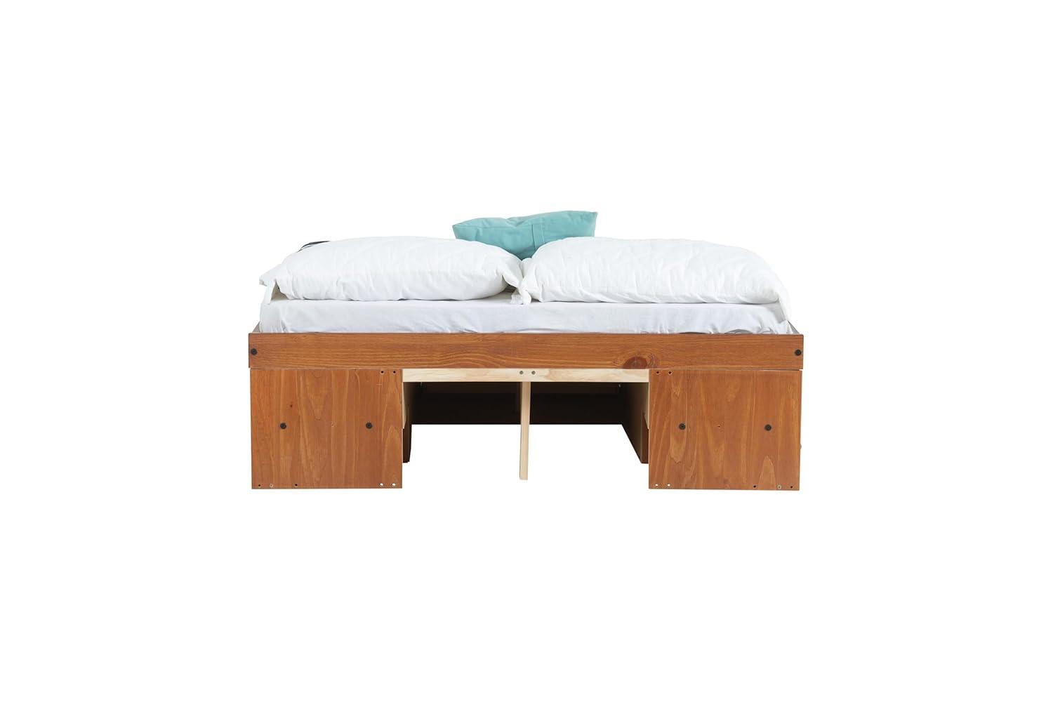 Memomad Bali Storage Platform Sturdy Modern Bed Frame with Drawers & More (Full Size, Caramel Brown Wood)
