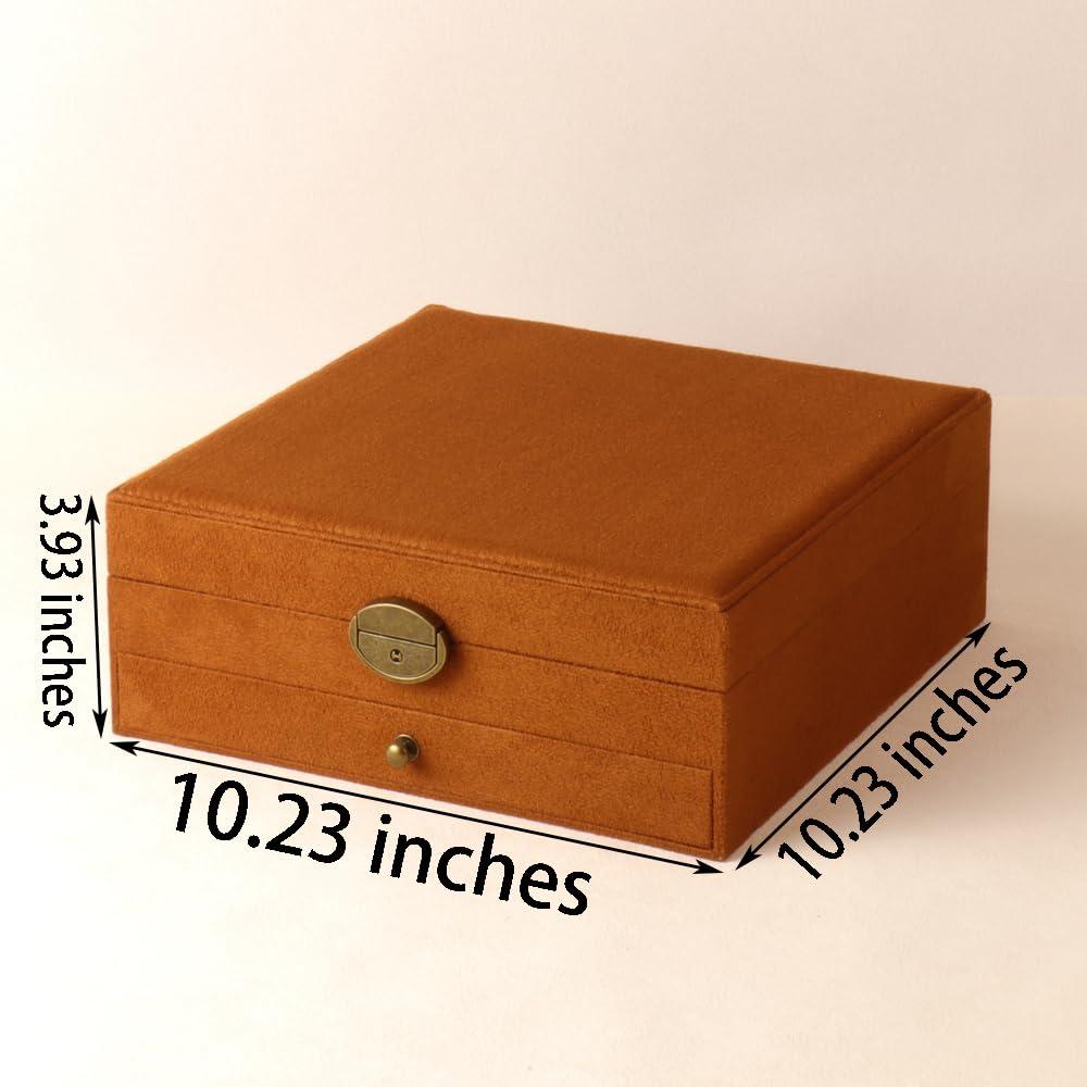 Women Jewelry Box Lockable 3 Layers Large Jewelry Organizer Storage Case for Earrings Necklaces Rings Bracelets,Green Display Jewel Holder (Green)