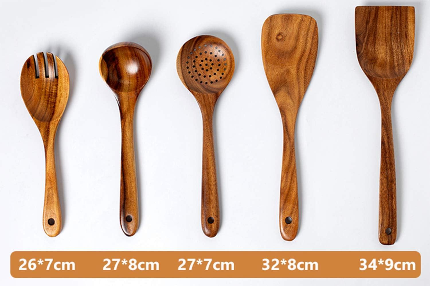 5 Piece Natural Acacia Wooden Cooking Utensils Set