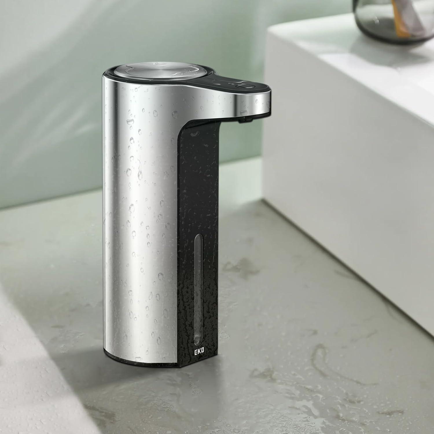 EKO Aroma Touchless Automatic Soap Dispenser for Kitchen and Bathroom, Liquid Hand Soap Dispenser, Water-Resistant and Rechargeable, 9 fl oz (Stainless) C45