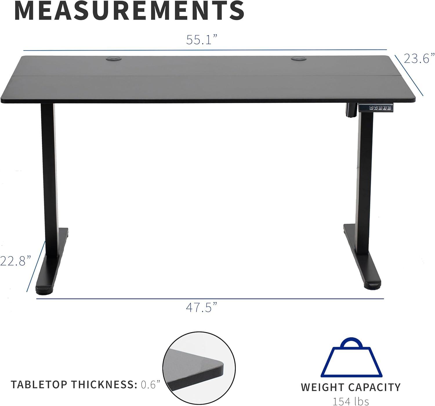 VIVO Black 55" x 24" Electric Sit Stand Desk, Height Adjustable Workstation