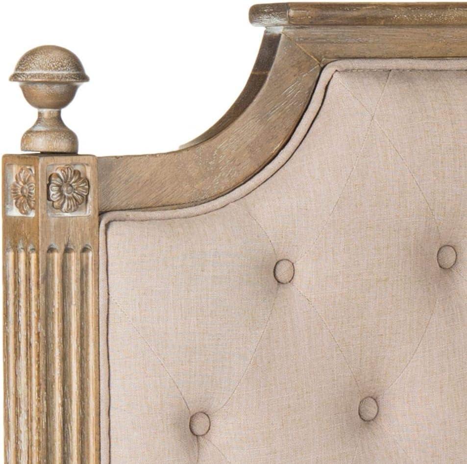 Beige Tufted Linen Upholstered Full Headboard