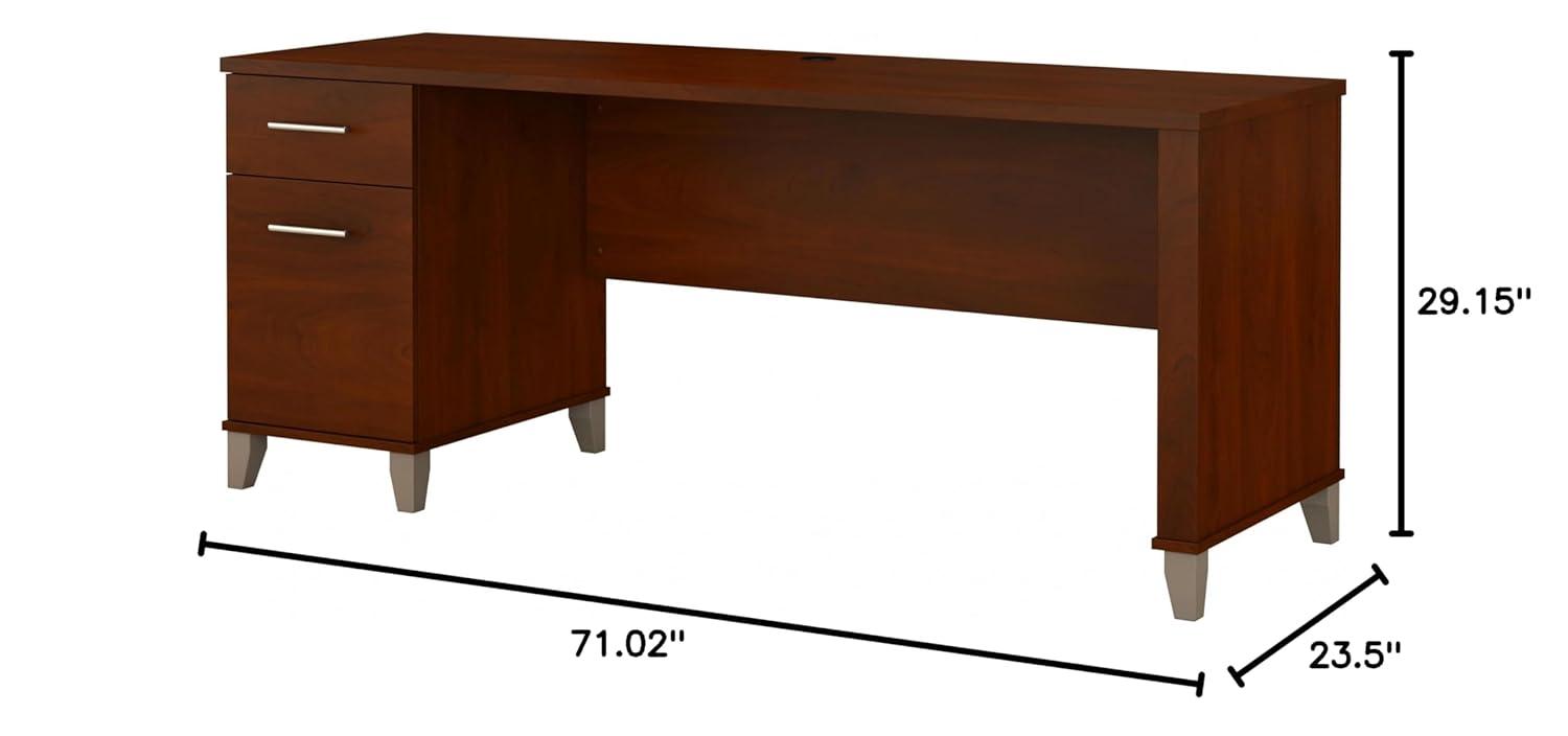 Bush Furniture Somerset 72" Single Pedestal Desk, Hansen Cherry