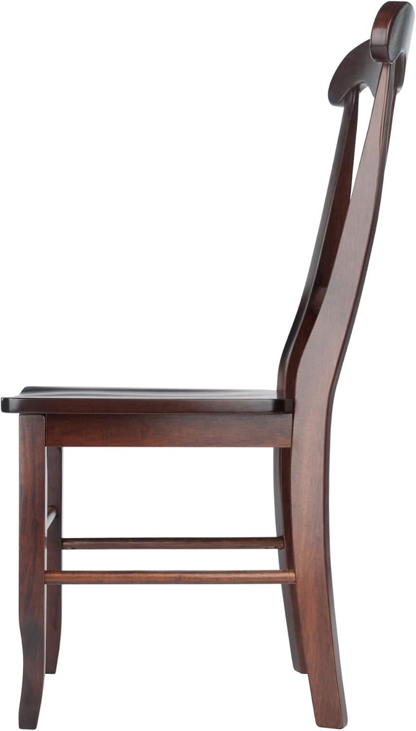 Set of 2 Renaissance Key Hole Back Chairs Walnut - Winsome: Hardwood, High Back, Non-Upholstered